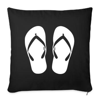 Flipflops_weiss_Sommer_Strand_Urlaub_Geschenk - Sofa pillowcase 17,3'' x 17,3'' (45 x 45 cm) - black - Front