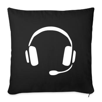 Kopfhörer Headset Geschenk  - Sofakissenbezug 45 x 45 cm - Schwarz - Vorne