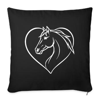 Horse Heart Horse Head Riding Gift Rider - Sofa pillowcase 17,3'' x 17,3'' (45 x 45 cm) - black - Front