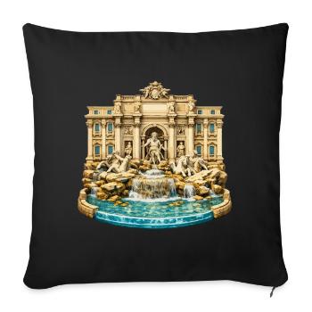 Trevi-Brunnen - Sofakissenbezug 45 x 45 cm - Schwarz - Vorne