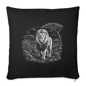 Majestic lion in a wide savannah landscape - Sofa pillowcase 17,3'' x 17,3'' (45 x 45 cm) - black - Front