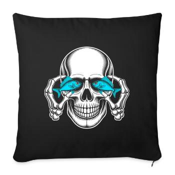 Skull with blue fish eyes - Sofa pillowcase 17,3'' x 17,3'' (45 x 45 cm) - black - Front
