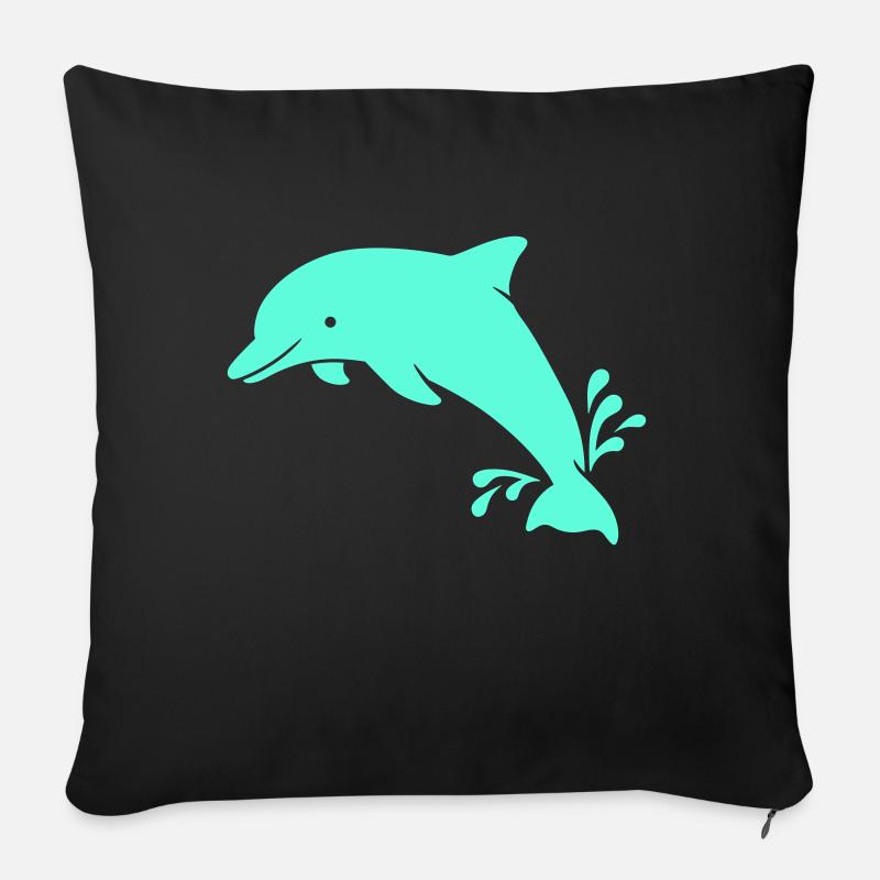 Delphin - Sofakissenbezug 45 x 45 cm - Schwarz