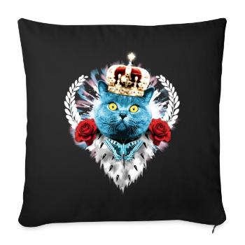 Blue Cat the King blue Butterfly - Cat cat - Sofa pillowcase 17,3'' x 17,3'' (45 x 45 cm) - black - Front