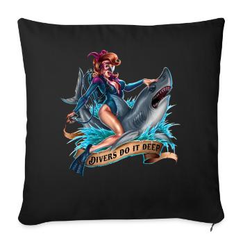 SPD - Tauchen - Divers do it deep - sexy Lady with - Sofakissenbezug 45 x 45 cm - Schwarz - Vorne