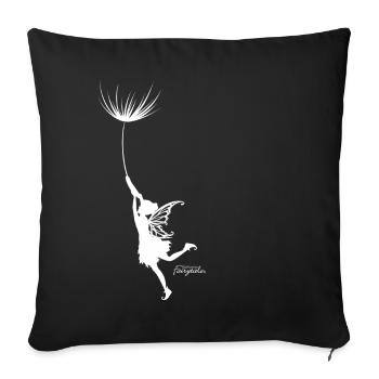 Vom Winde verweht Feen Motiv mit Pusteblumen Samen - Sofakissenbezug 45 x 45 cm - Schwarz - Vorne