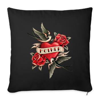 MOTHER TATTOO - Sofa pillowcase 17,3'' x 17,3'' (45 x 45 cm) - black - Front