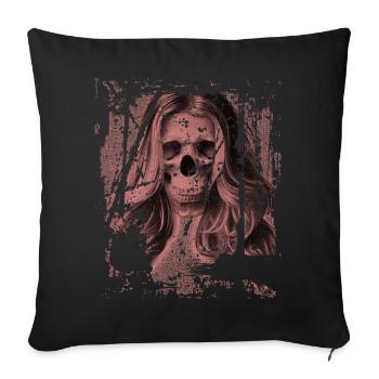 Skull fille rouge - Housse de coussin décorative 45 x 45 cm - noir - Devant