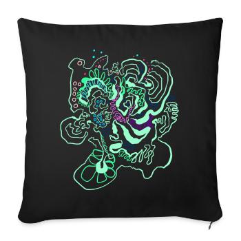 Carte de corail / Motif floral - Housse de coussin décorative 45 x 45 cm - noir - Devant