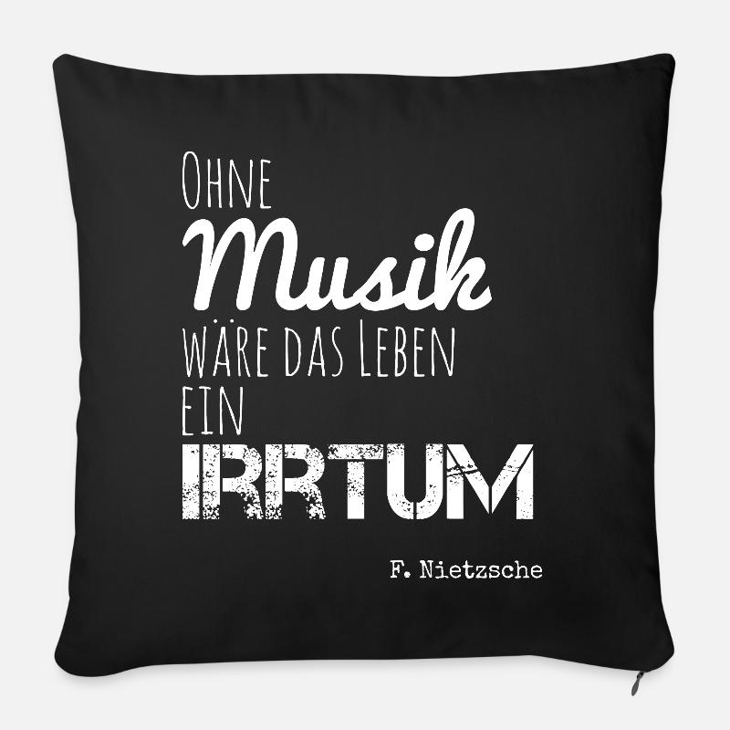 Without music, life would be a mistake - Sofa pillowcase 17,3'' x 17,3'' (45 x 45 cm) - black