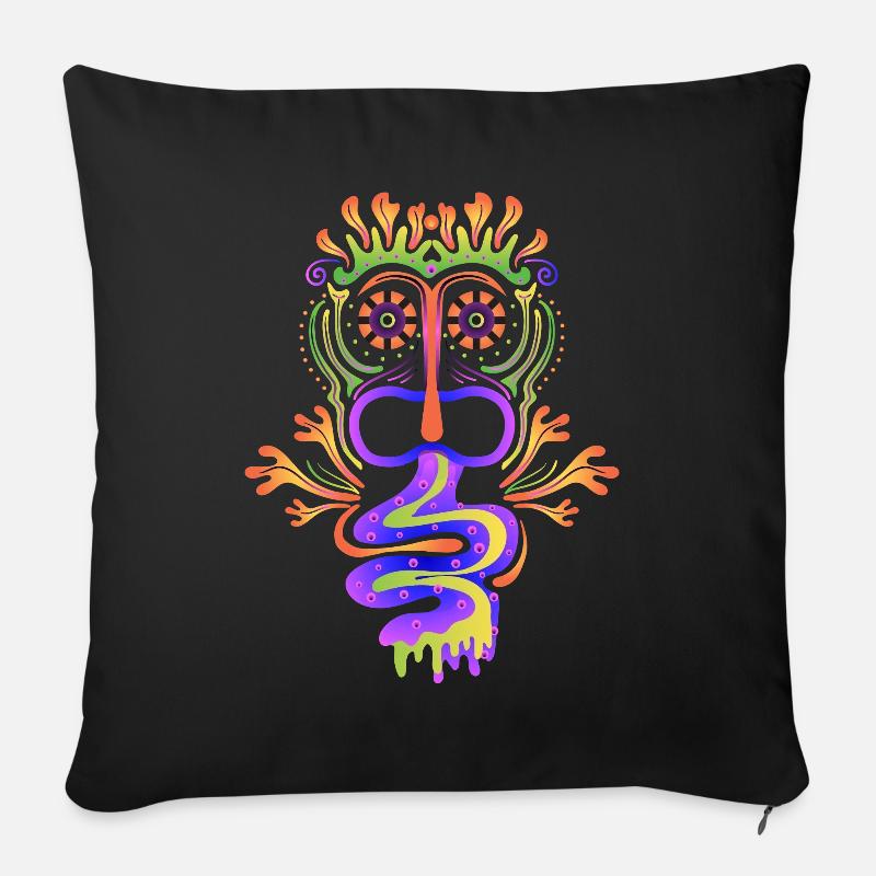 Goa Neon Psytrance Mandala - Sofakissenbezug 45 x 45 cm - Schwarz