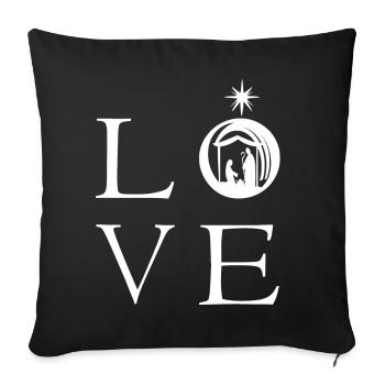 Love Christmas 2- L’écriture d’amour avec la crèche Jésus - Housse de coussin décorative 45 x 45 cm - noir - Devant