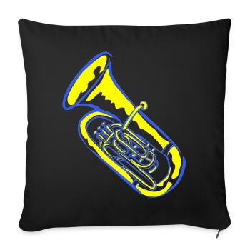 Tuba music in neon colors - Sofa pillowcase 17,3'' x 17,3'' (45 x 45 cm) - black - Front