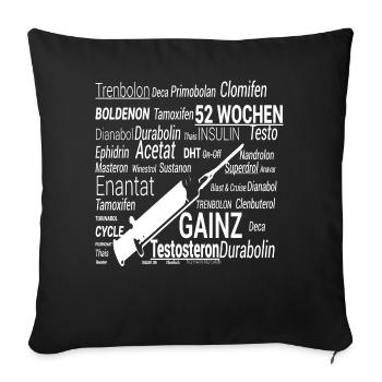 Keine Macht den Steroiden - Sofakissenbezug 45 x 45 cm - Schwarz - Vorne