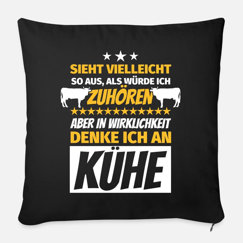 Kuhliebhaber Geschenke lustiger Spruch Kuh Kühe - Sofakissenbezug 45 x 45 cm - Schwarz