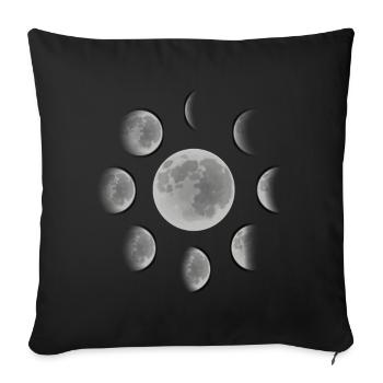 Lunes pleine lune demi-lune - Housse de coussin décorative 45 x 45 cm - noir - Devant