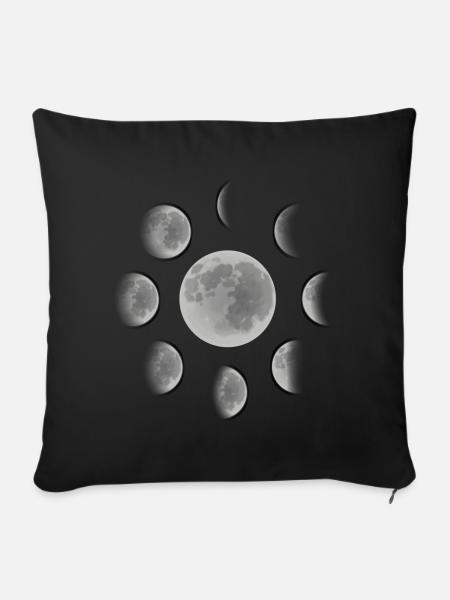 Monde Vollmond Halbmond - Sofakissenbezug 45 x 45 cm - Schwarz