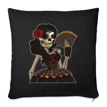 Squelette dame des morts | La Calavera Catrina - Housse de coussin décorative 45 x 45 cm - noir - Devant