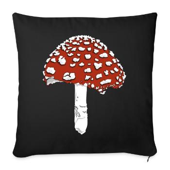 Champignon champignon amanite - Housse de coussin décorative 45 x 45 cm - noir - Devant