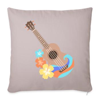 Brown wave pattern ukulele with Hibiscus flowers - Sofa pillowcase 17,3'' x 17,3'' (45 x 45 cm) - light taupe - Front