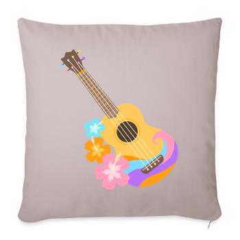 Colorful Ukulele Wave Pattern with Hibiscus Flowers - Sofa pillowcase 17,3'' x 17,3'' (45 x 45 cm) - light taupe - Front