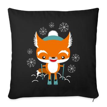 Fuchs fährt Ski - Sofakissenbezug 45 x 45 cm - Schwarz - Vorne