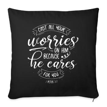 He Cares For You - Sofakissenbezug 45 x 45 cm - Schwarz - Vorne
