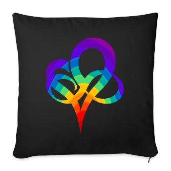Coeur arc-en-ciel - Housse de coussin décorative 45 x 45 cm - noir - Devant