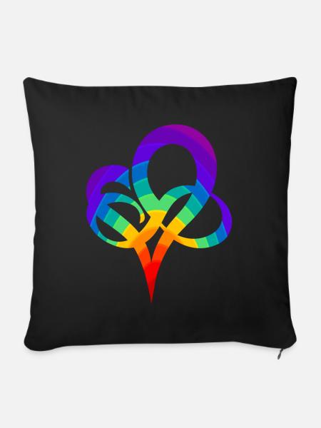 Rainbow heart - Sofa pillowcase 17,3'' x 17,3'' (45 x 45 cm) - black