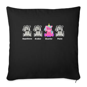 Quart de licorne - Housse de coussin décorative 45 x 45 cm - noir - Devant