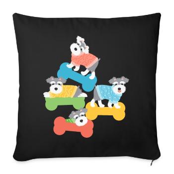 Chiens Schnauzer nain en chandails - Housse de coussin décorative 45 x 45 cm - noir - Devant