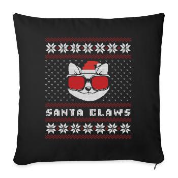 Chat Griffus du Père Noël - Housse de coussin décorative 45 x 45 cm - noir - Devant