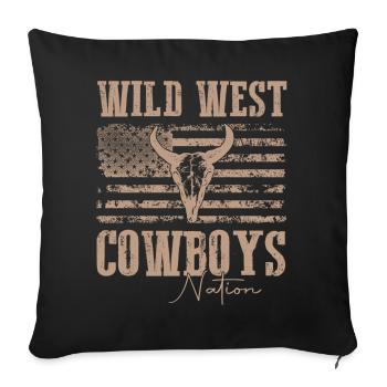 Cowboy Western T-Shirt Geschenk - Sofakissenbezug 45 x 45 cm - Schwarz - Vorne