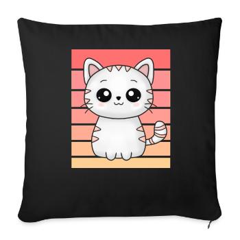 Petit chat mignon au coucher du soleil - Housse de coussin décorative 45 x 45 cm - noir - Devant