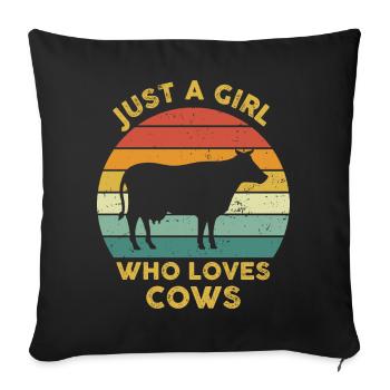 Just A Girl Who Loves Cows Vintage - Housse de coussin décorative 45 x 45 cm - noir - Devant