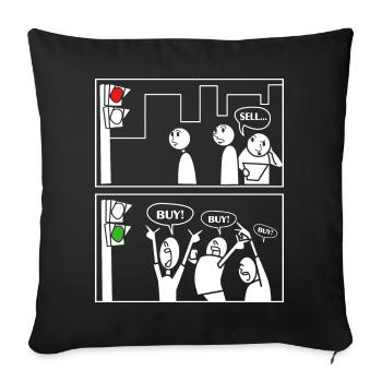Actions boursières bourse de négociation trading trader day trader - Housse de coussin décorative 45 x 45 cm - noir - Devant