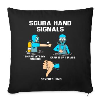 Diver Hand Sign Scuba Diving - Sofa pillowcase 17,3'' x 17,3'' (45 x 45 cm) - black - Front