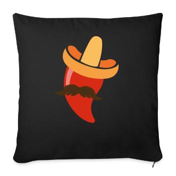 Mexikanische Peperoni Design - Sofakissenbezug 45 x 45 cm - Schwarz - Vorne