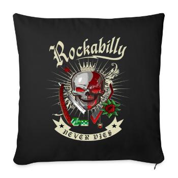 Rockabilly Skull - Sofakissenbezug 45 x 45 cm - Schwarz - Vorne