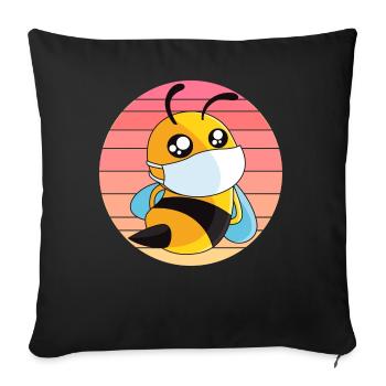 Abeille avec protège-dents au coucher du soleil - Housse de coussin décorative 45 x 45 cm - noir - Devant