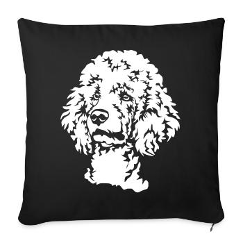 Tête de caniche « Black Edition » - Housse de coussin décorative 45 x 45 cm - noir - Devant