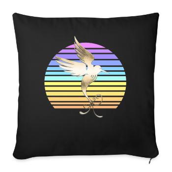 Hummingbird at sunset - Sofa pillowcase 17,3'' x 17,3'' (45 x 45 cm) - black - Front
