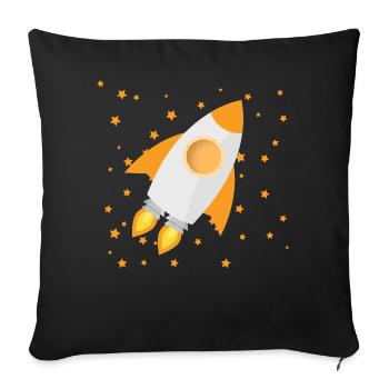 Design rocket and stars for children yourself - Sofa pillowcase 17,3'' x 17,3'' (45 x 45 cm) - black - Front