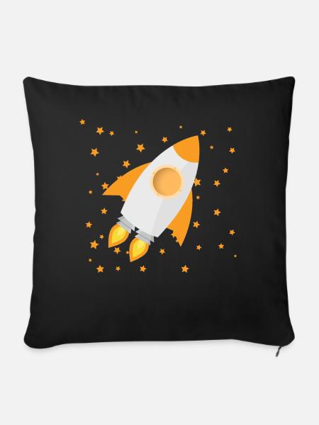 Créer une fusée et des étoiles pour les enfants - Housse de coussin décorative 45 x 45 cm - noir