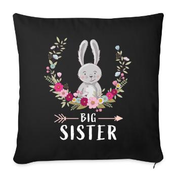 Big Sister Little Sisters Flower Wreath Gift girls - Sofa pillowcase 17,3'' x 17,3'' (45 x 45 cm) - black - Front