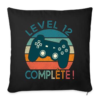 Level 12 birthday geek gift 12 years gamer - Sofa pillowcase 17,3'' x 17,3'' (45 x 45 cm) - black - Front