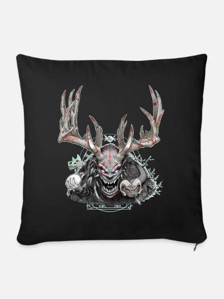 Cernunnos - Housse de coussin décorative 45 x 45 cm - noir