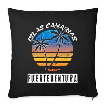 Fuerteventura Été Soleil Plage Palmiers de mer - Housse de coussin décorative 45 x 45 cm - noir - Devant