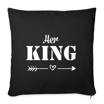 Son roi partenaire Couples Aime Offrir Sa Reine - Housse de coussin décorative 45 x 45 cm - noir - Devant