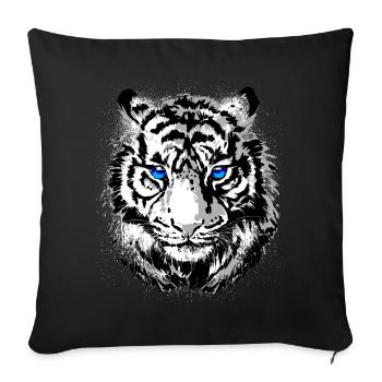 Tête de tigre - Tigre blanc - Chat sauvage - Housse de coussin décorative 45 x 45 cm - noir - Devant